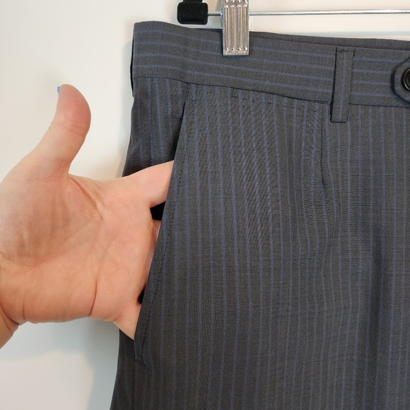 Ermenegildo Zegna Men's Mila Wool Pants Grey Blue Pin Stripe Dress Pants Tapered - Picture 3 of 9